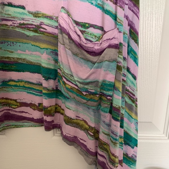 EUC - LOGO by Lori Goldstein Stripe Print Knit Top with Hem Detail - Picture 3 of 6